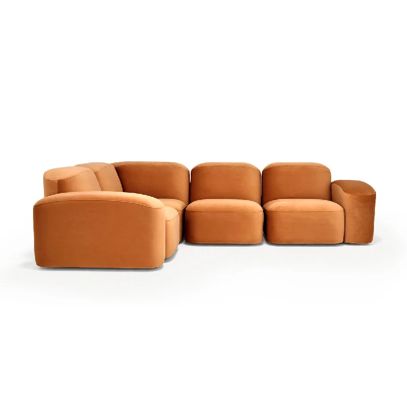 comfortable leather sofa for home -Muse 4 Piece Modular Sofa (Malibu Caramel)