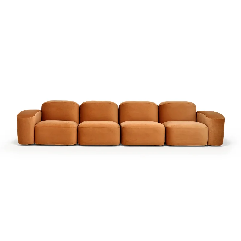 space-efficient sofa for tight spaces -Muse 4 Seat Sofa (Malibu Caramel)