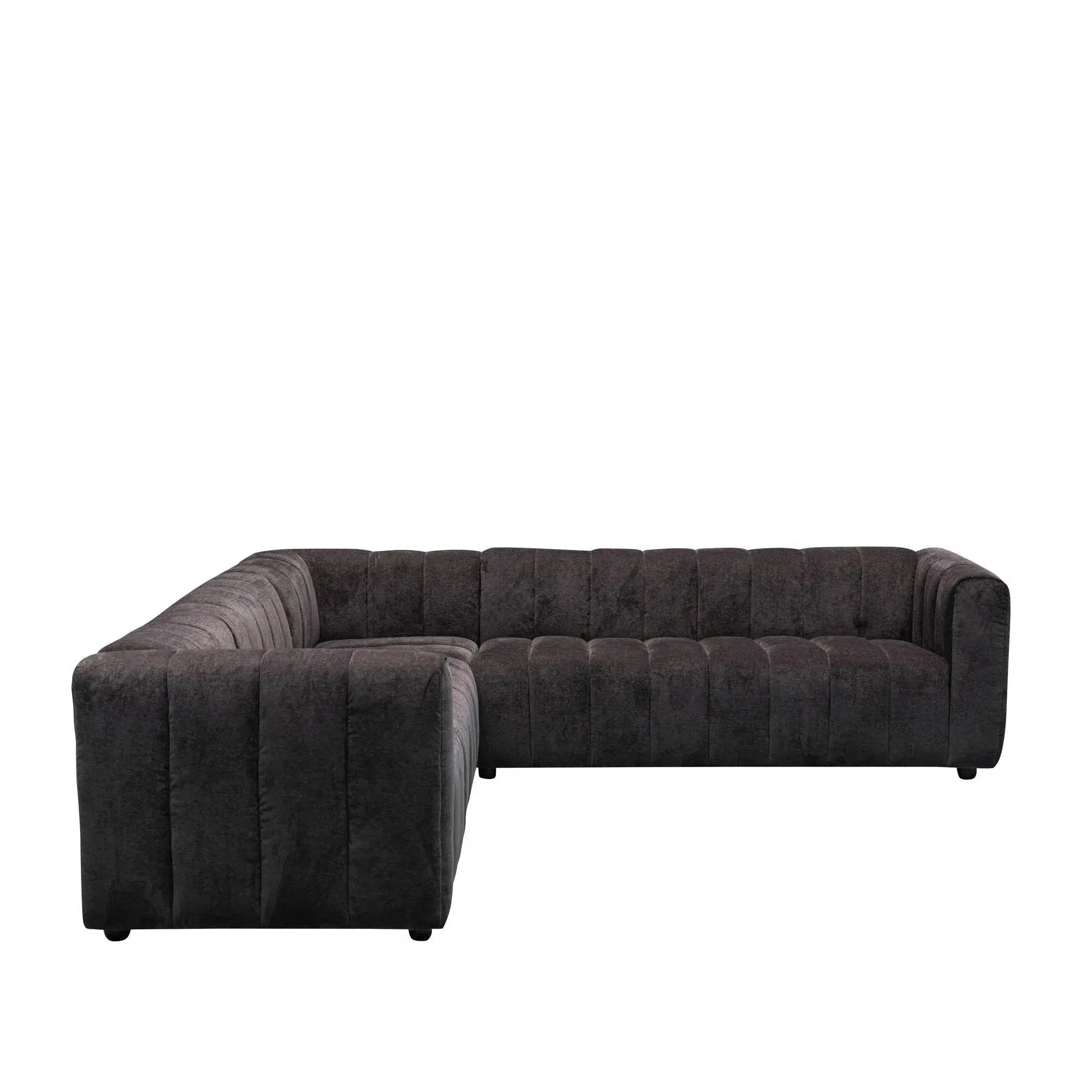 long sofa with comfortable seating -Messina - 2 Corner 2 Sofa - Classic Black