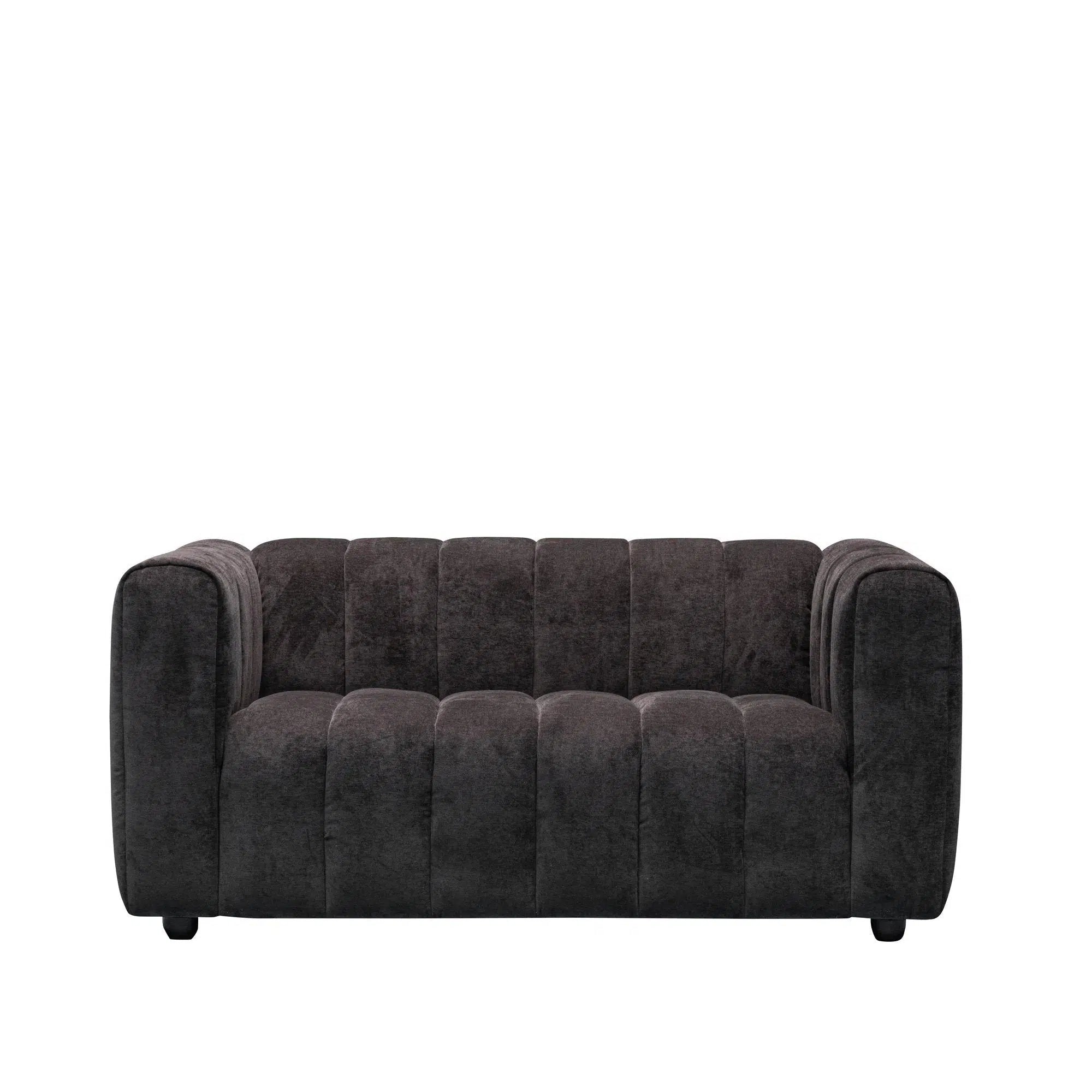 sofa with foldable armrests -Messina - 2 Seater Sofa - Classic Black