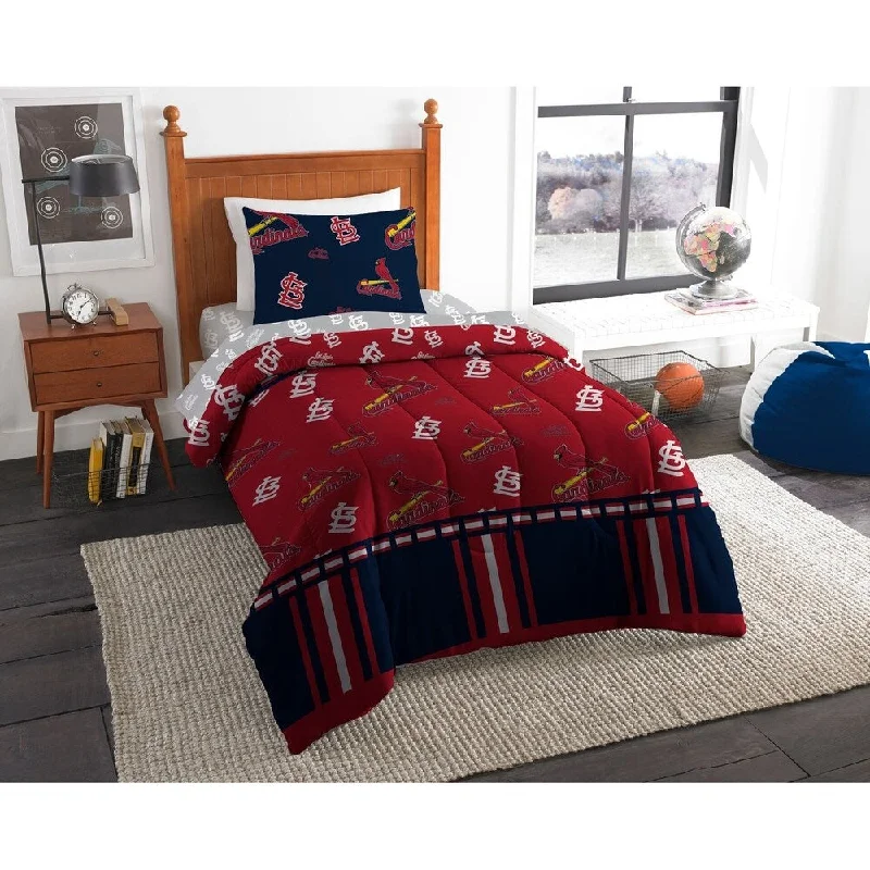 space-efficient bed for studio apartments-MLB St Louis Cardinals 4-piece Twin Bed In a Bag Set