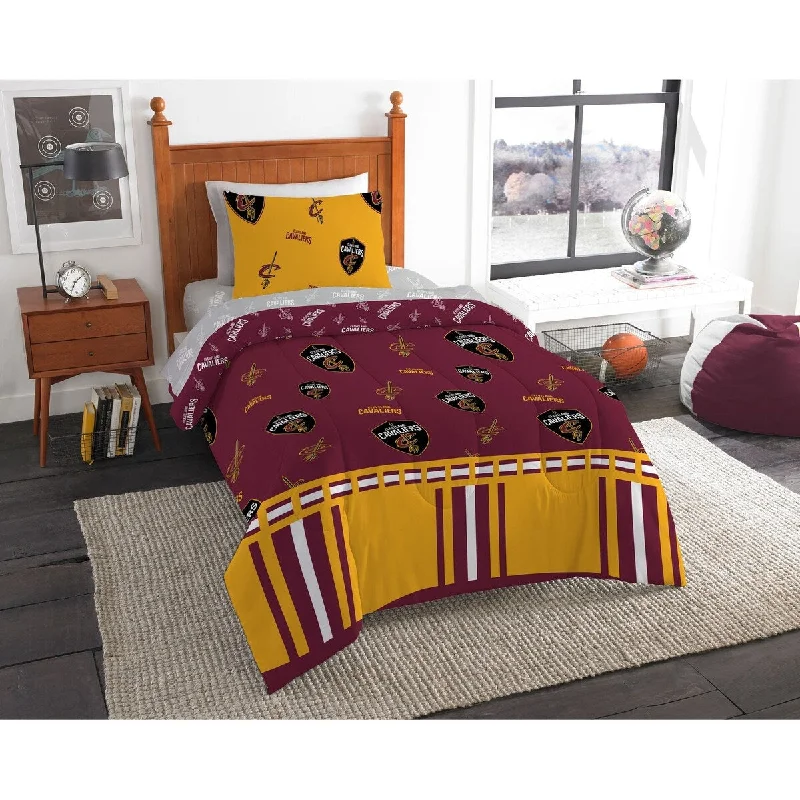 bed with comfortable mattress for side sleepers-NBA 808 Cleveland Cavaliers Twin Bed In a Bag Set