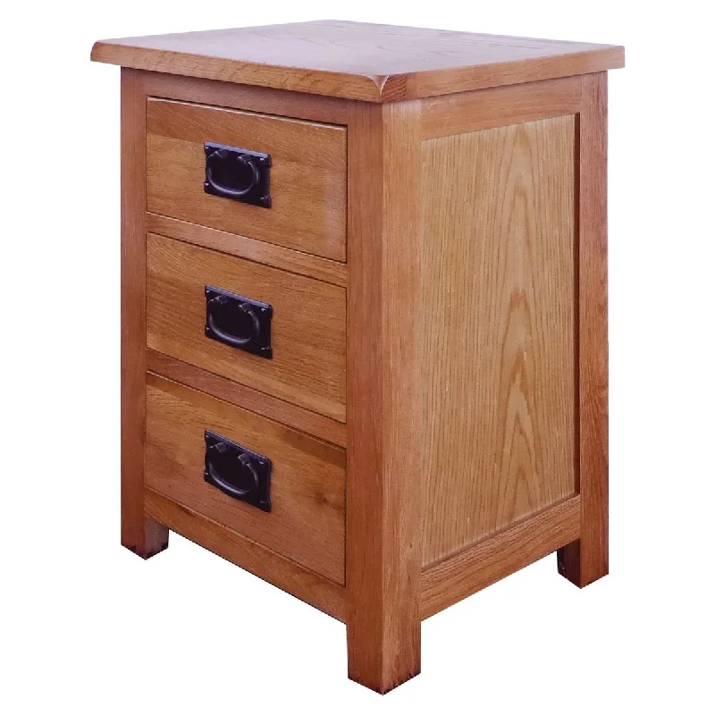 comfortable bed with adjustable sleep settings-Nightstand 22" Tall Solid Wood 3-Drawers Bedside Table Small Dresser Rustic