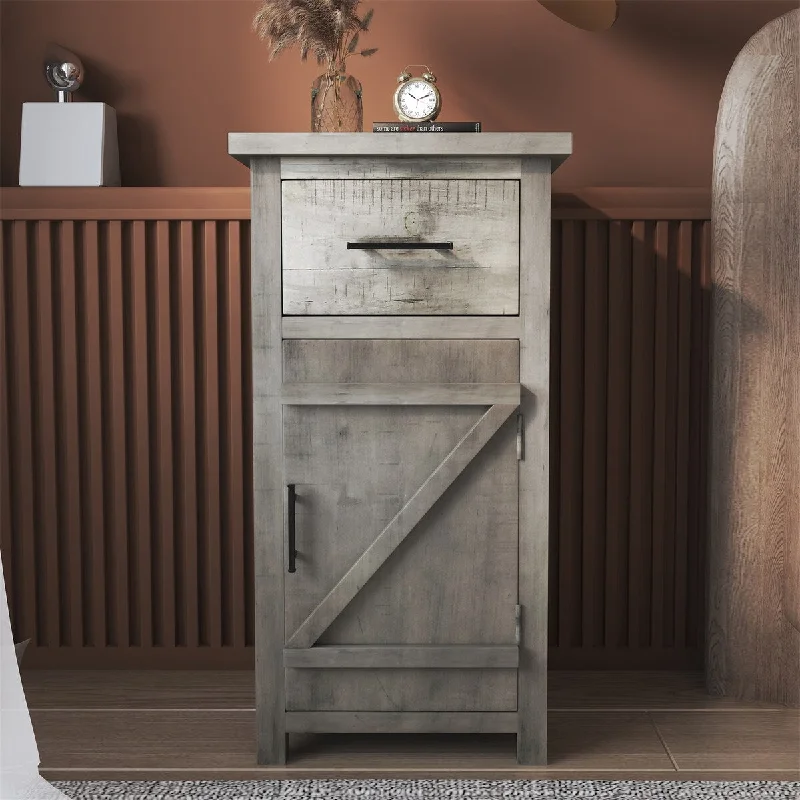 stylish platform bed with tufted headboard-Tall Nightstand W/ Drawer&Cabinet Vintage, Storage Chest Bedside Table