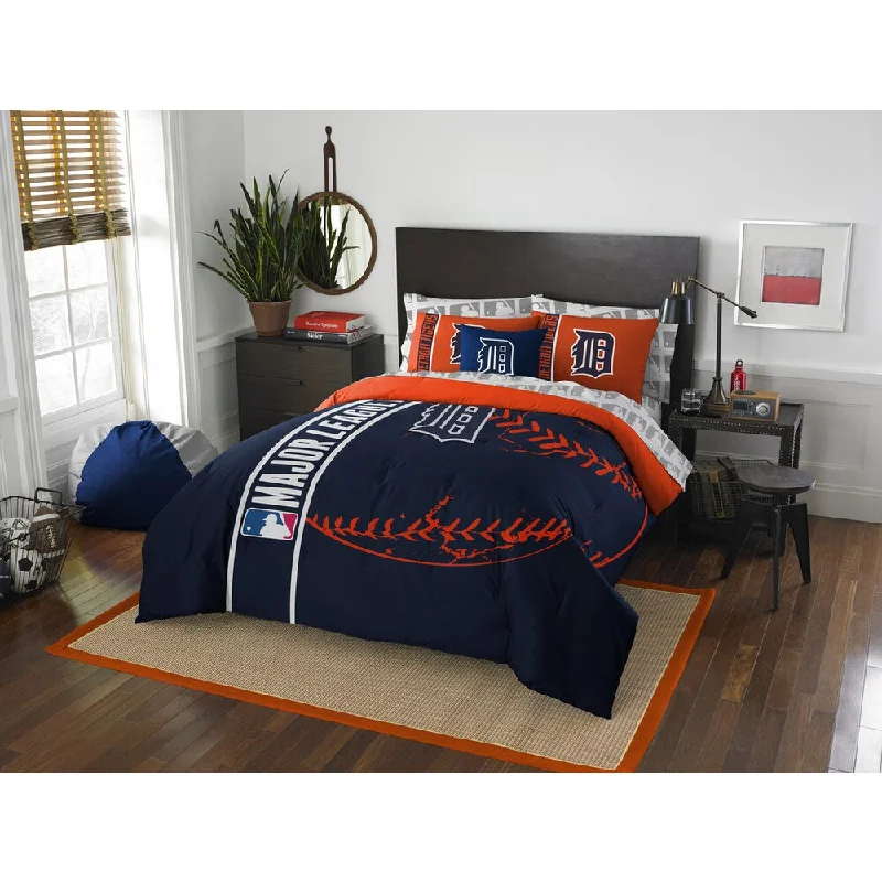 adjustable bed with multiple settings for comfort-The Northwest Company MLB Detroit Tigers Full 7-piece Bed in a Bag with Sheet Set