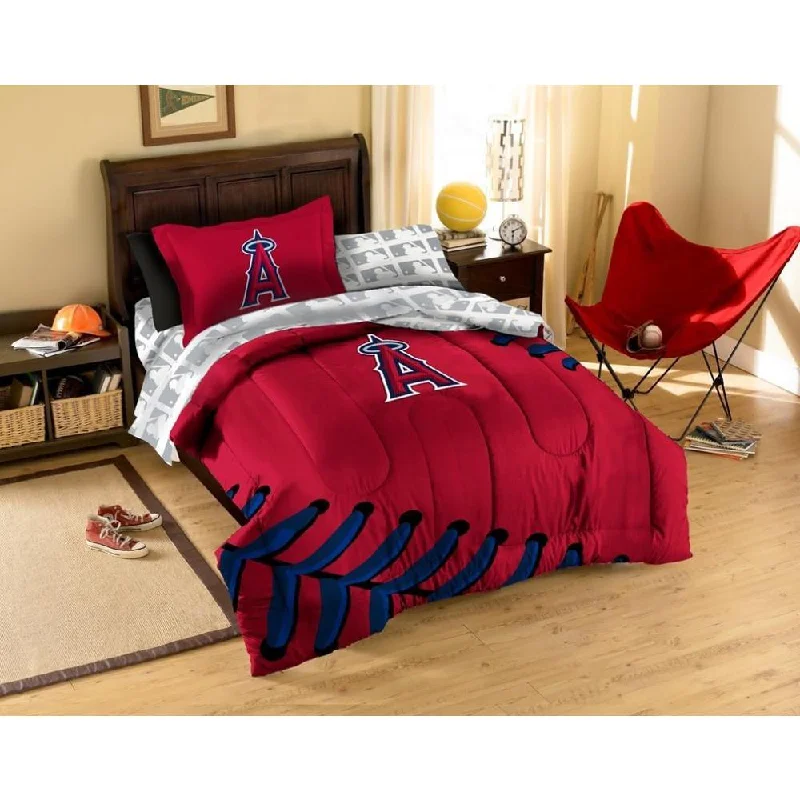 classic wooden bed with ornate carvings-The Northwest Company MLB Los Angeles Angels 7-piece Bed in a Bag Set