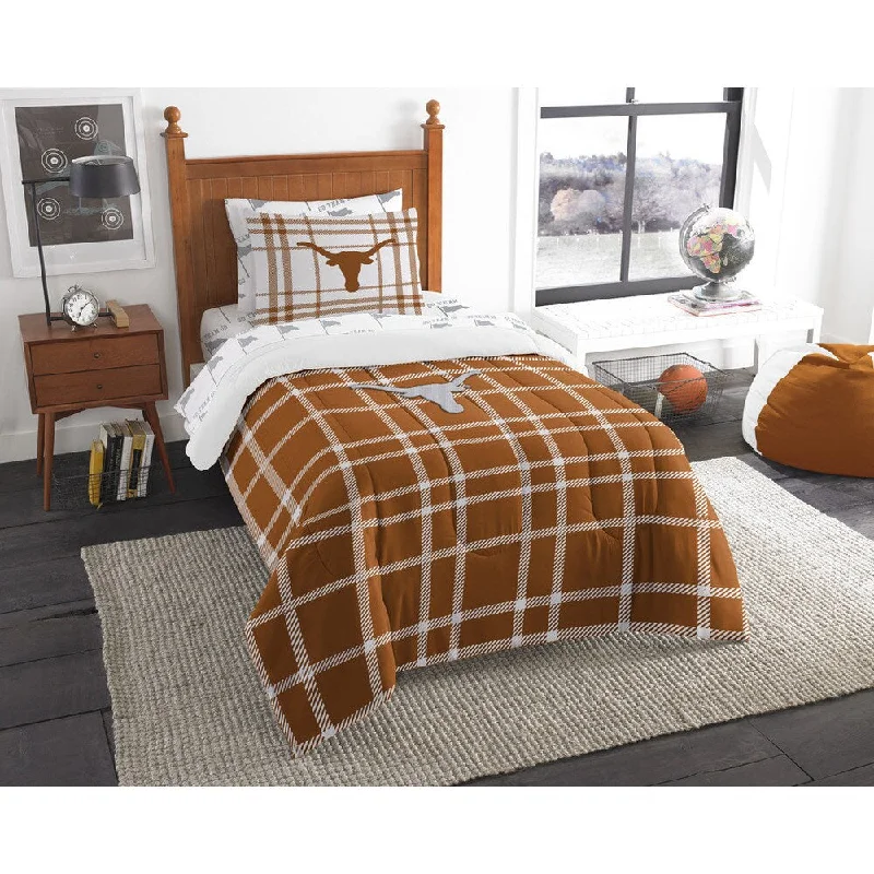 bed with tall wooden frame and storage underneath-The Northwest Company Texas Twin 5-piece Bed in a Bag with Sheet Set