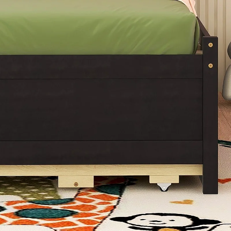 eco-friendly bed frame with recycled materials-Twin Size Daybed w/ Trundle,USB Ports and 3 Storage Drawers, Green