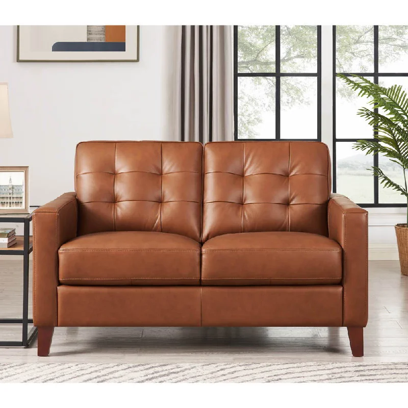 sectional sofa with high-density cushions -Aiden - Leather Loveseat