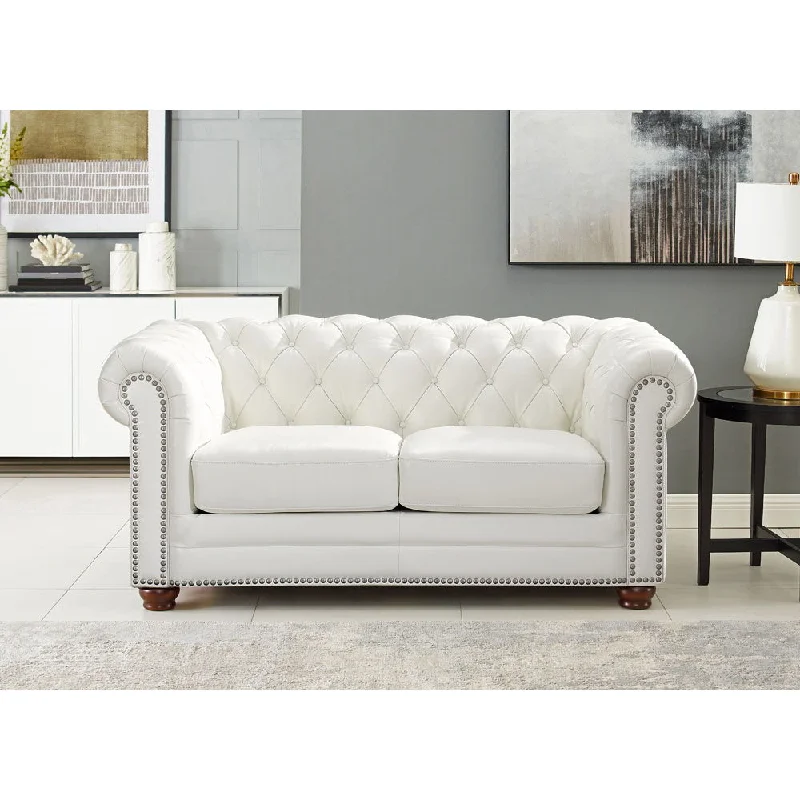 stylish sofa for modern living rooms -Aliso - Leather Loveseat - Creamy White