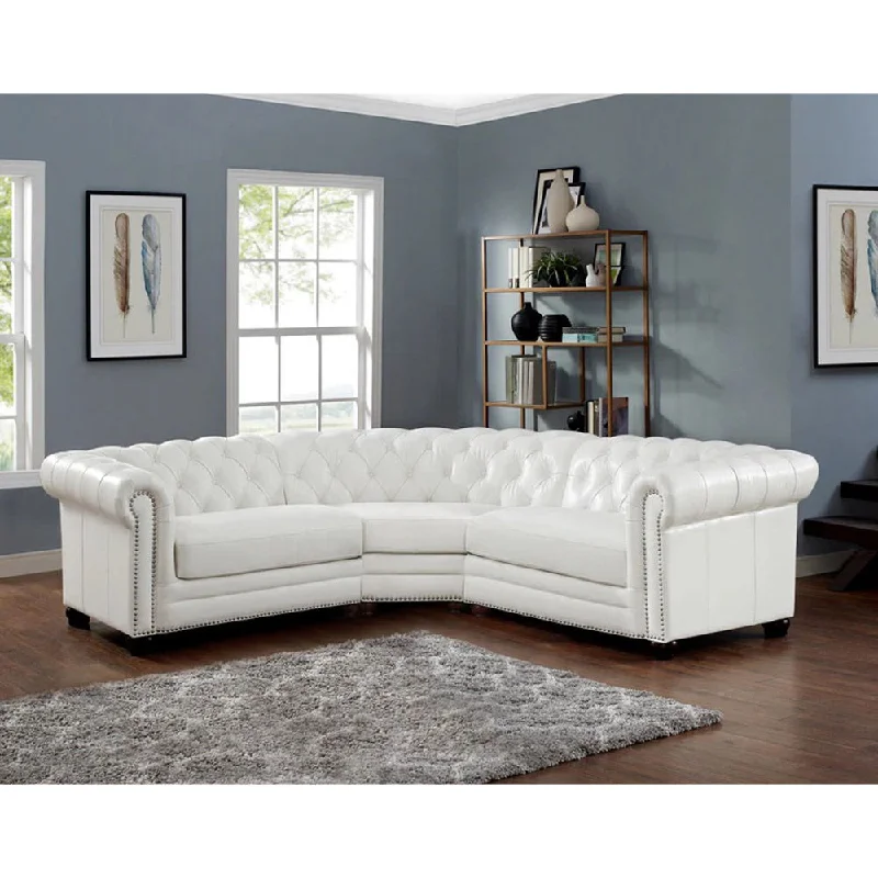 vintage mid-century modern sofa -Aliso - Leather Symmetrical Sectional - Creamy White