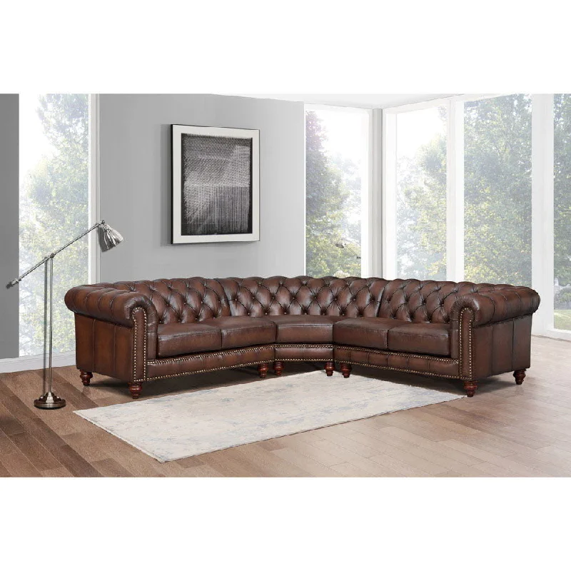 oversized sofa for family -Alton Bay - Leather Symmetrical Sectional - Brown