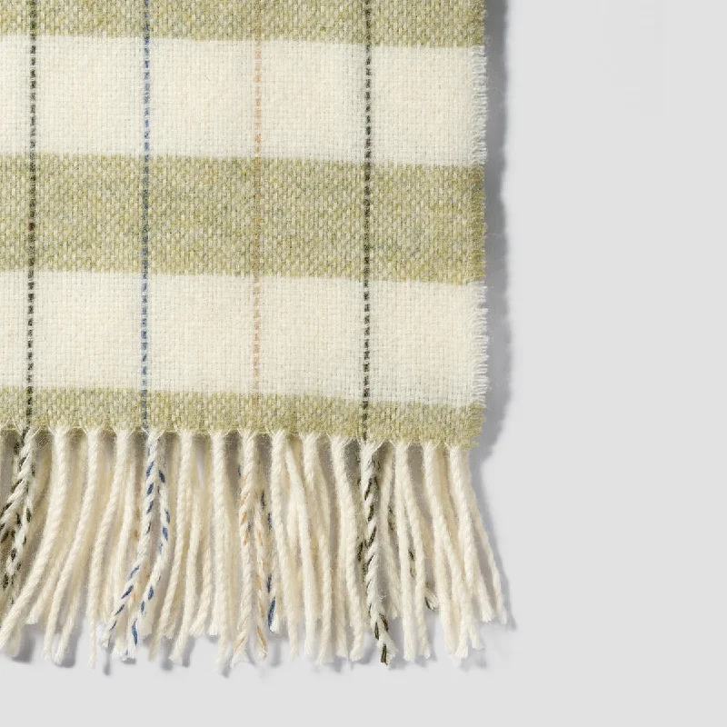 Sherpa throw blanket-Apple Checked Stripe Wool Blanket