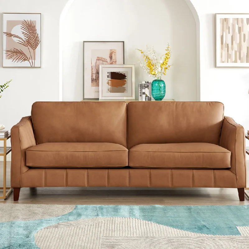 pet-friendly sofa with washable covers -Aria-Top Grain Leather Sofa Couch - Brown