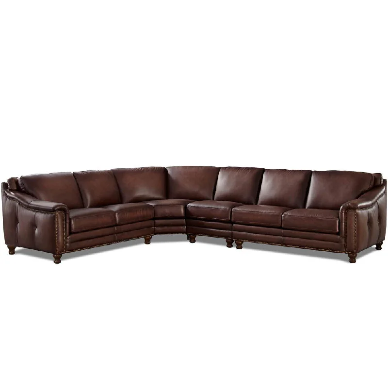 recliner sofa with cup holders -Belfast - Leather Sectional - Brown