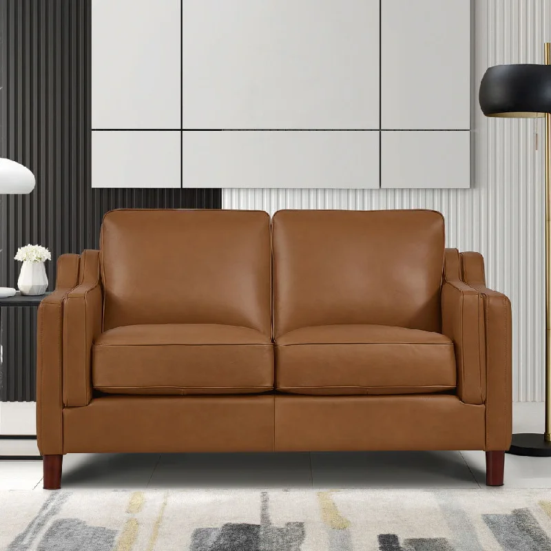 contemporary sofa with luxury seating -Bella - Top Grain Leather Loveseat