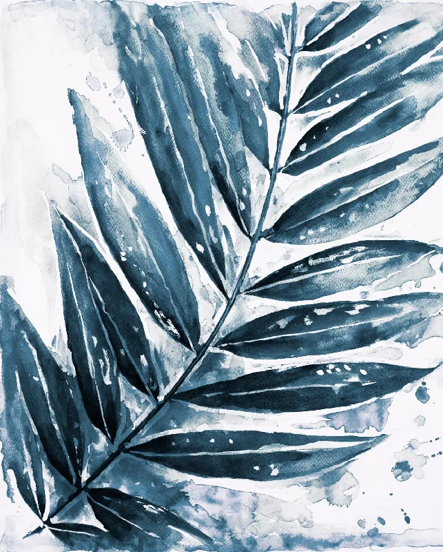 Wall decor with layered designs-Blue Jungle Leaf I By Patricia Pinto - Blue