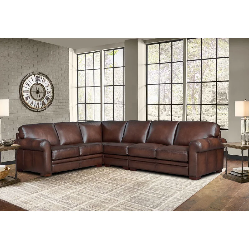 velvet sectional sofa with firm cushions -Brookfield - Leather L-Shaped Convertible Sectional