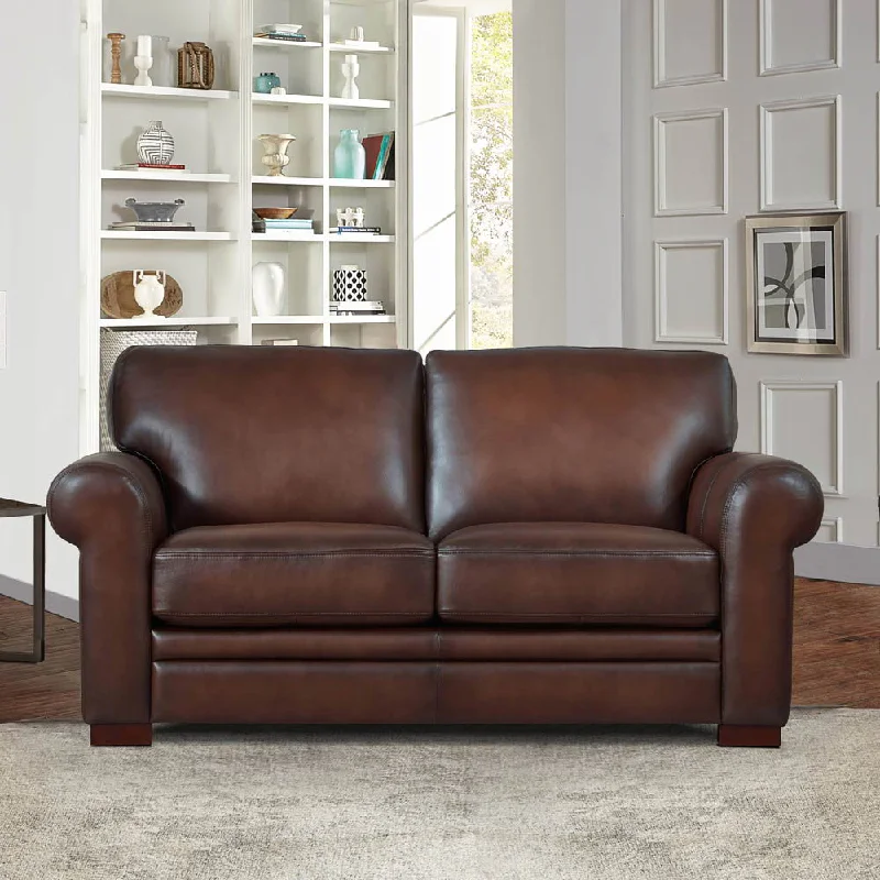 compact sectional sofa for living rooms -Brookfield - Leather Loveseat