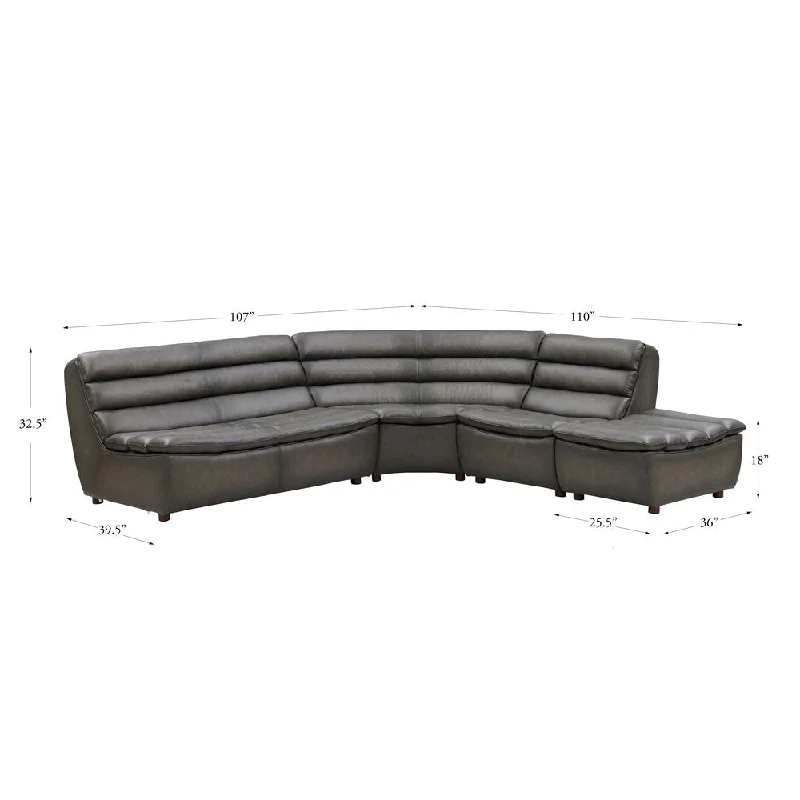 extra deep sofa for comfort -Carter Leather Sectional - Gray