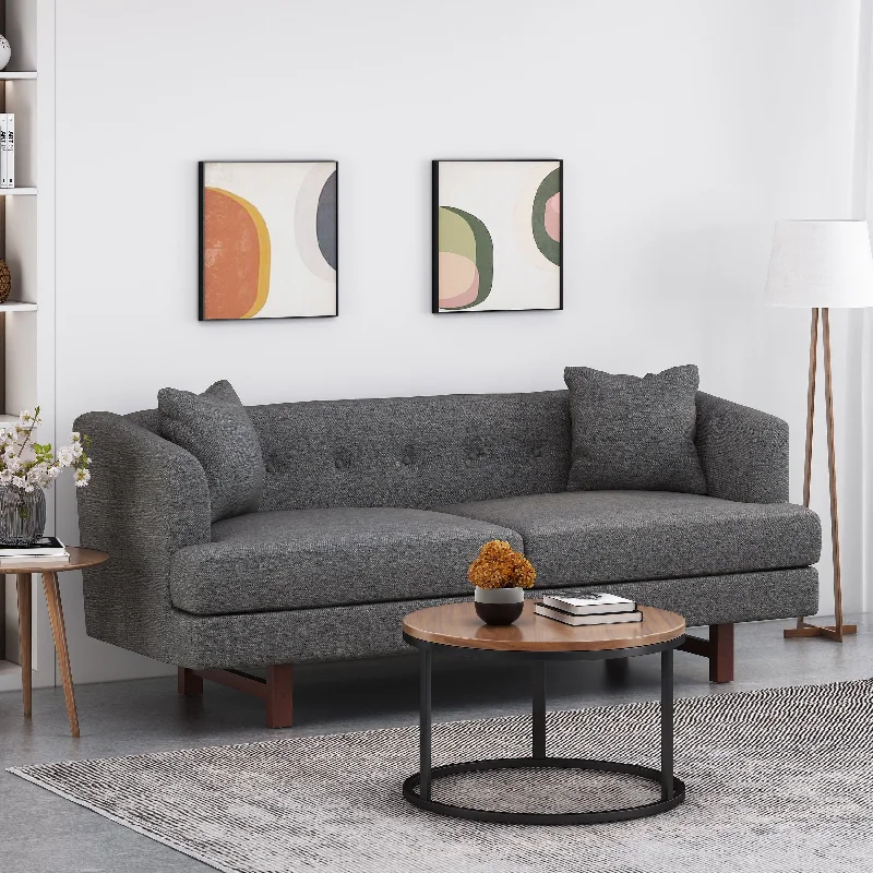 sectional sofa with storage underneath -Comfy 3 Seat Sofa With Wooden Legs, For Living Room And Study - Charcoal