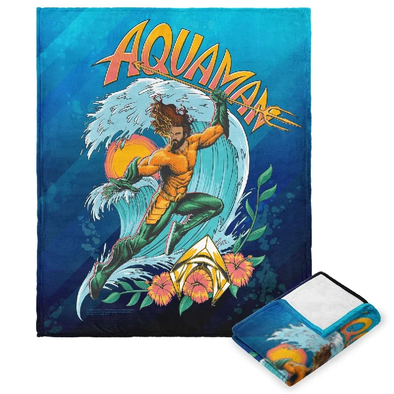 Abstract throw blanket-DC Aquaman 2 Trident Ready Silk Touch Throw Blanket