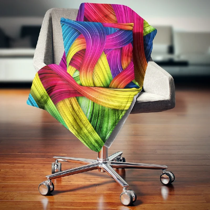 Space throw blanket-Designart '3D Rainbow Art' Abstract Throw Blanket