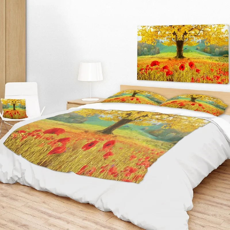 Printed throw blanket-Designart 'Beautiful Autumn Yellow Tree' Floral Throw Blanket