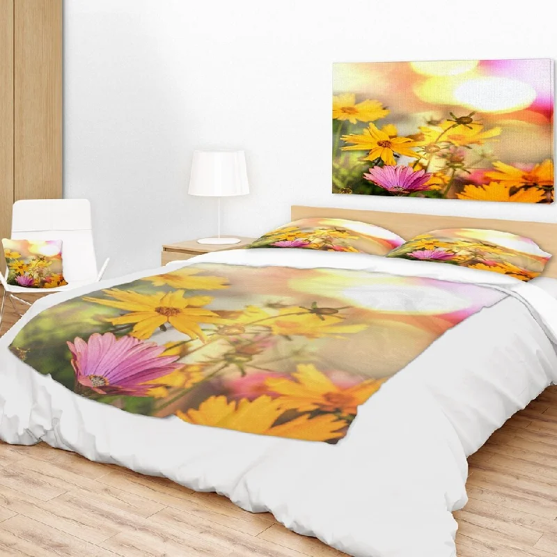 White throw blanket-Designart 'Blooming Yellow and Pink Flowers' Floral Throw Blanket