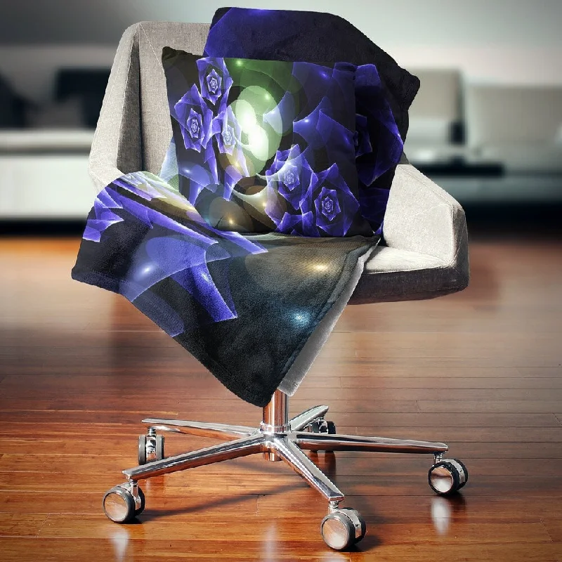 Thick throw blanket-Designart 'Blue Bouquet of Beautiful Roses' Abstract Throw Blanket