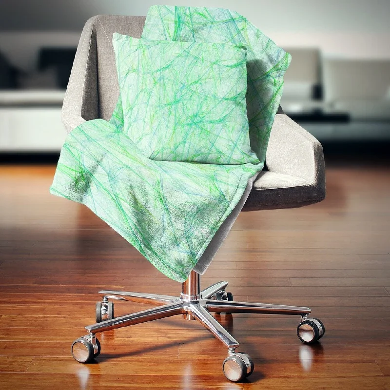 Housewarming throw blanket-Designart 'Clear Green Veins of Marble' Abstract Throw Blanket