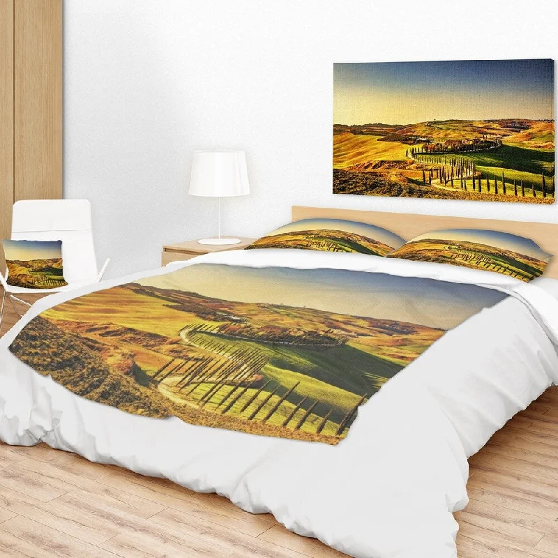 Elderly throw blanket-Designart 'Crete Senesi Rural Landscape Tuscany' Landscape Wall Throw Blanket