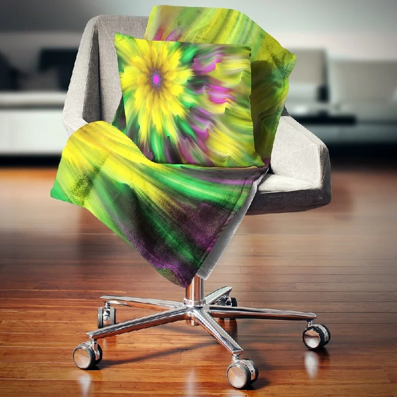 Dry clean throw blanket-Designart 'Dance of Yellow Exotic Flower' Floral Throw Blanket