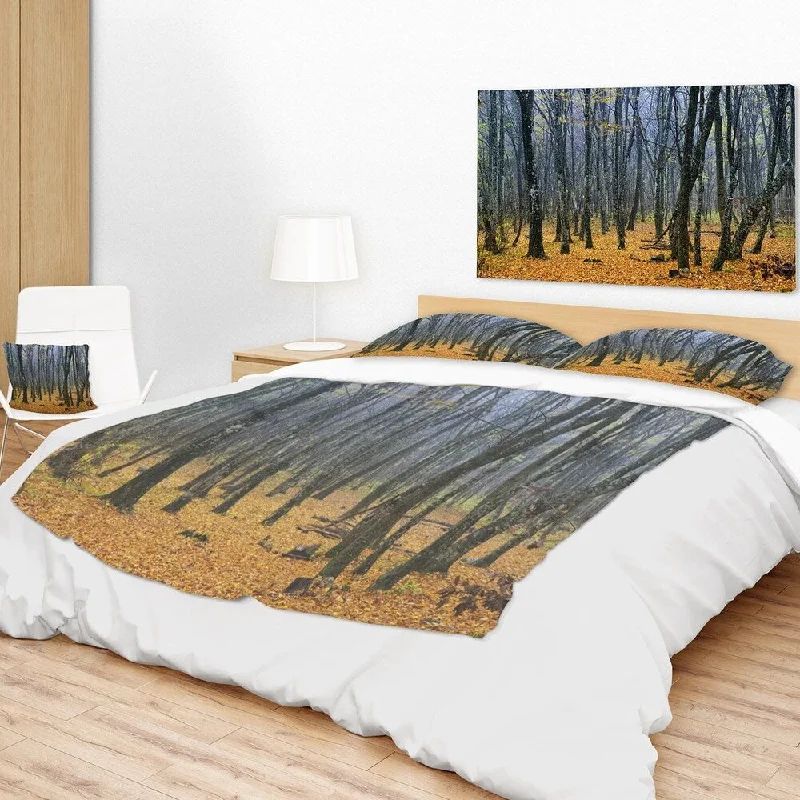 Dark throw blanket-Designart 'Dark Woods in Autumn Forest' Modern Forest Throw Blanket