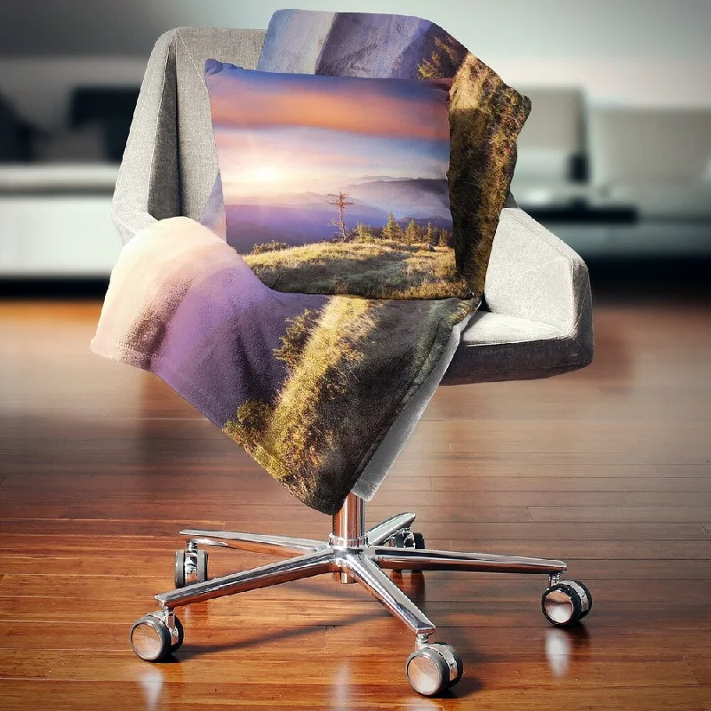 RV throw blanket-Designart 'Fantastic Sunrise and Dead Tree' Landscape Photo Throw Blanket