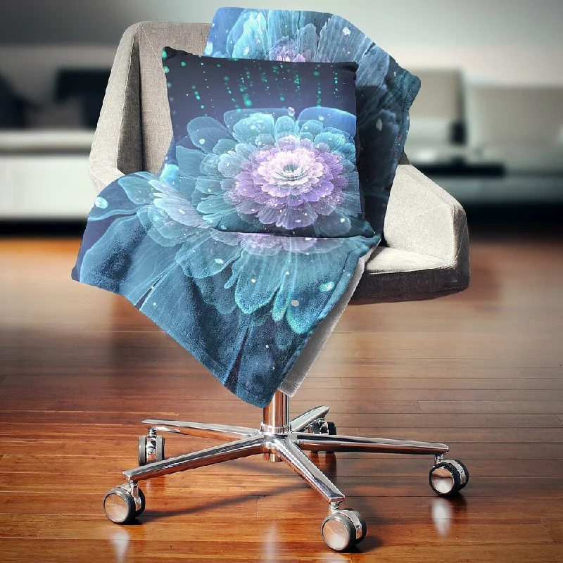 Painted throw blanket-Designart 'Fractal Flower with Water Drops' Floral Throw Blanket