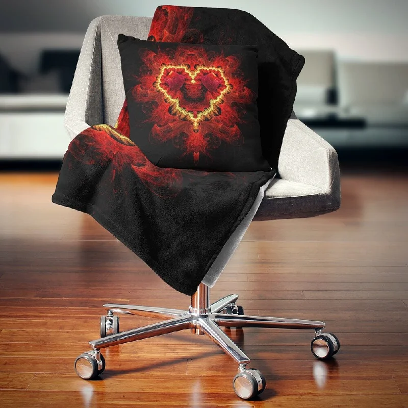 Designer throw blanket-Designart 'Fractal Red Heart Texture' Abstract Throw Blanket