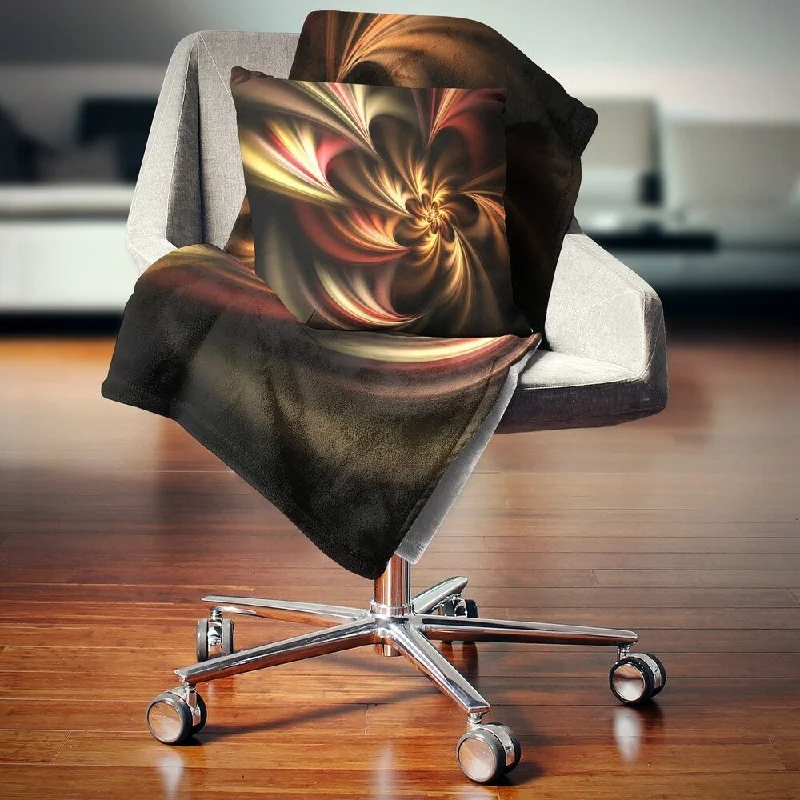 Floral chalet throw blanket-Designart 'Glossy Yellow and Red Fractal Flower' Floral Throw Blanket