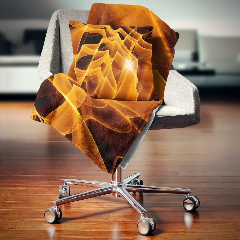 Nautical throw blanket-Designart 'Golden Yellow Abstract Fractal Design' Abstract Throw Blanket