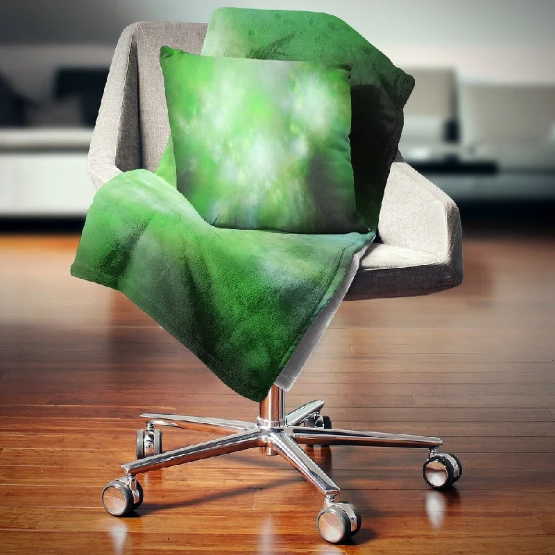 Modern RV throw blanket-Designart 'Green Blur Sky with Stars' Abstract Throw Blanket