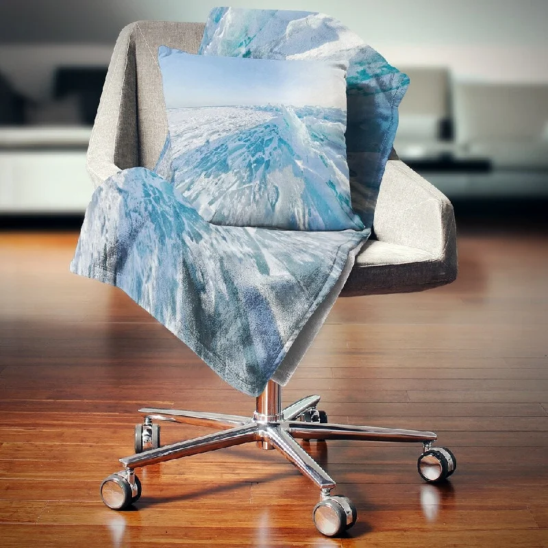 Modern cool throw blanket-Designart 'Ice Hummocks in Lake Baikal Siberia' Landscape Fleece Throw Blanket