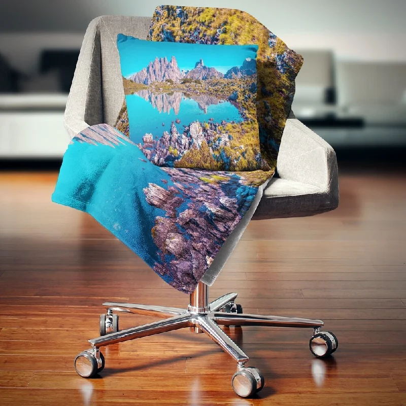 Double-sided throw blanket-Designart 'Lago Rienza Ursprung Panorama' Seashore Throw Blanket