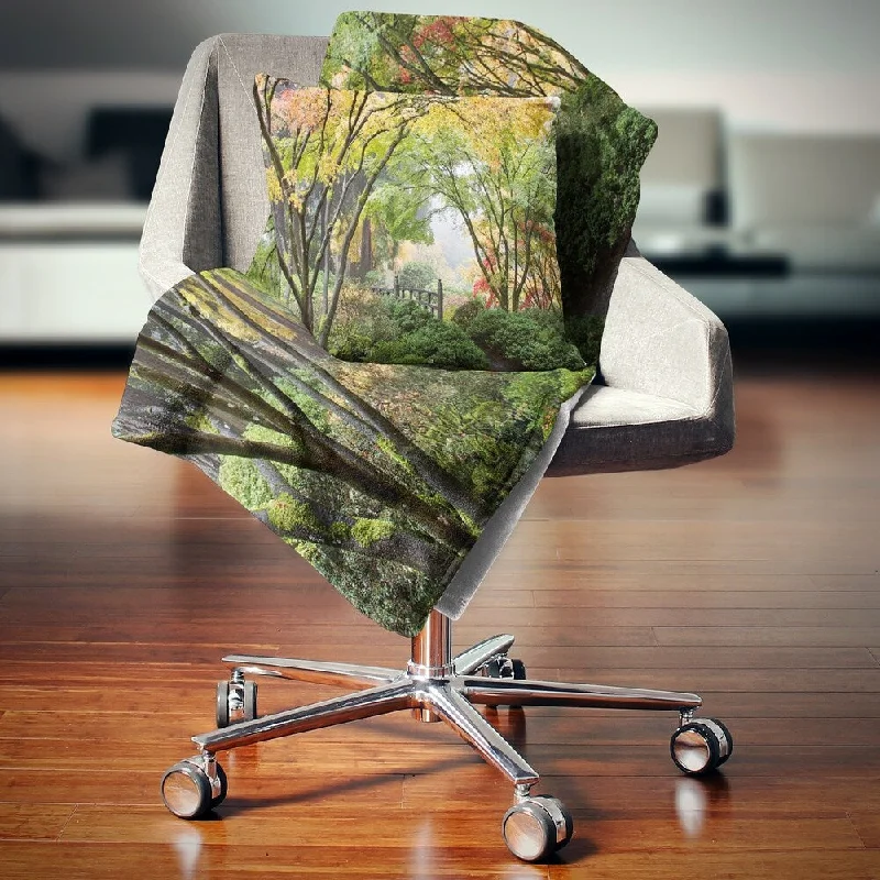 Timeless throw blanket-Designart 'Maple Tree Canopy by Bridge' Photography Throw Blanket