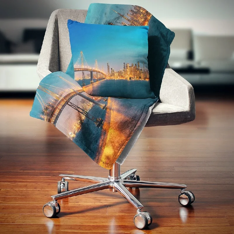 Swiss throw blanket-Designart 'San Francisco Skyline at Night' Cityscape Throw Blanket