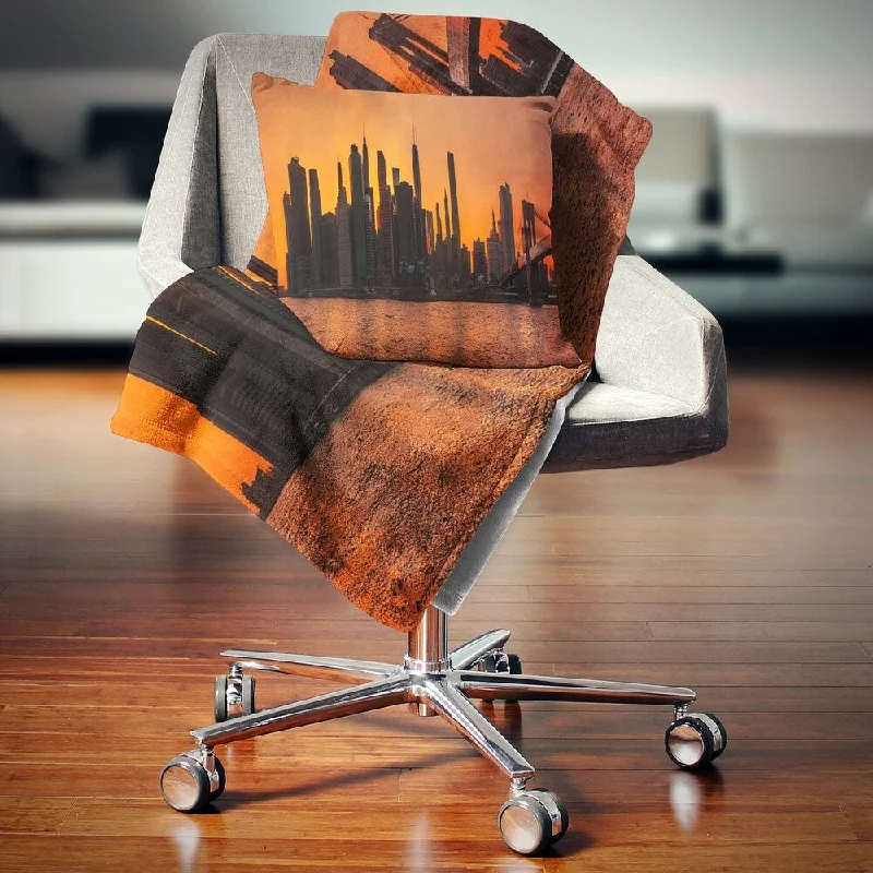 Snake print throw blanket-Designart 'Silhouettes of Manhattan Panorama' Throw Blanket