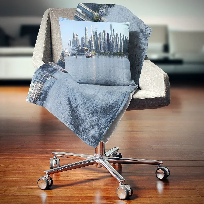 Glitter throw blanket-Designart 'Vancouver BC Skyline Panorama' Cityscape Photo Throw Blanket