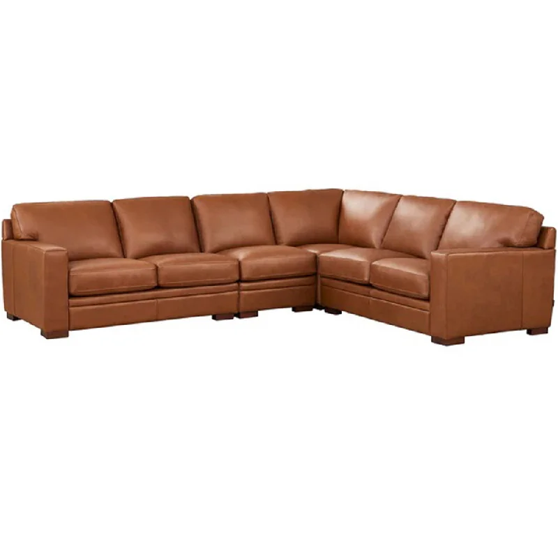 compact sectional sofa for apartments -Dillon - Leather L-Shaped Sectional