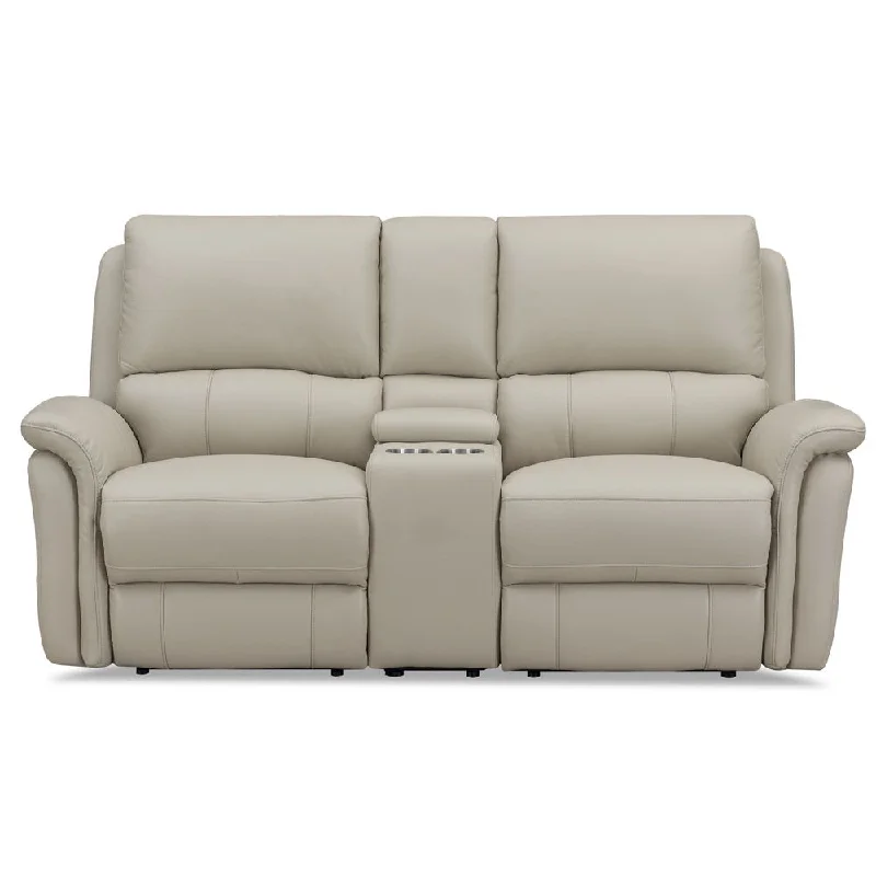 Scandinavian inspired sofa -Erindale - Power Headrest Zero Gravity Reclining Loveseat With Console - Off White