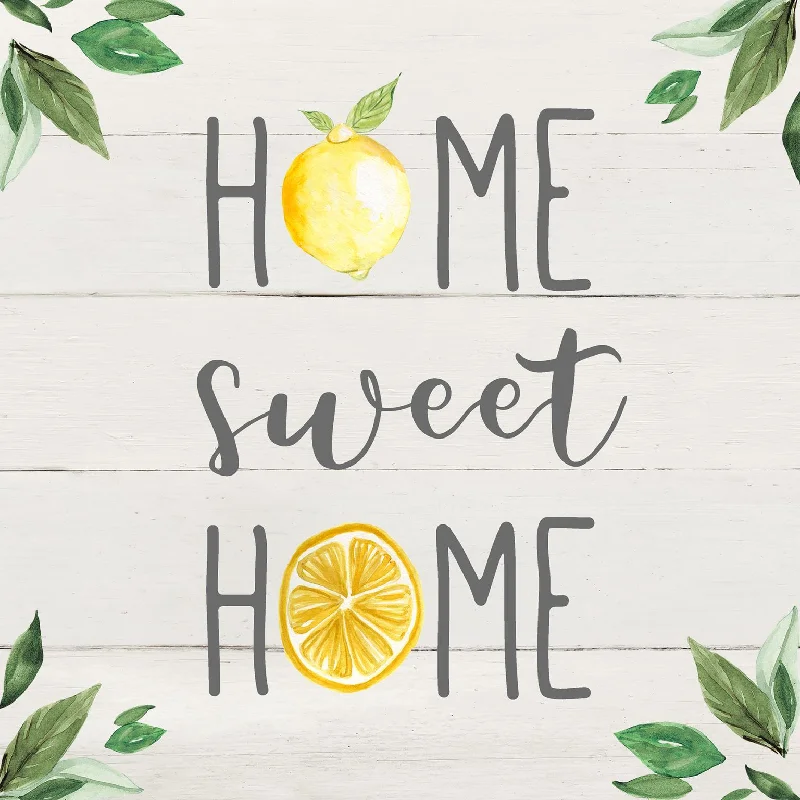 Wall decorr with typography-Framed - Home Sweet Lemon Home By Carol Robinson - Gray