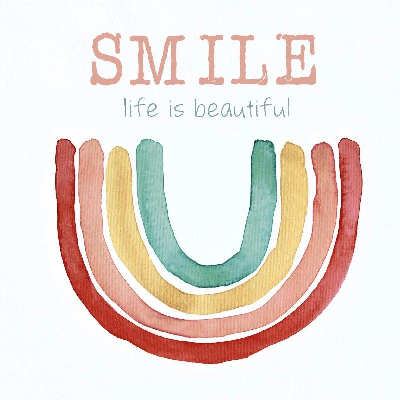 Wall decor with initials-Framed - Rainbow Smile By Kelly Donovan - Red